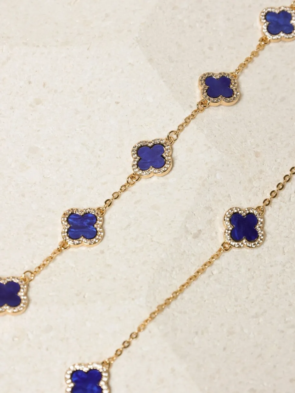 Blauw - Jon Richard vergulde en Jet Station klaver ketting