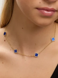 Blauw - Jon Richard vergulde en Jet Station klaver ketting