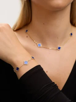 Blauw - Jon Richard vergulde en Jet Station klaver ketting