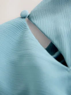 Blauw - Lange jurk met cape