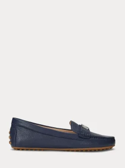 Blauw - Lauren Ralph Lauren instappers van gekorreld leer