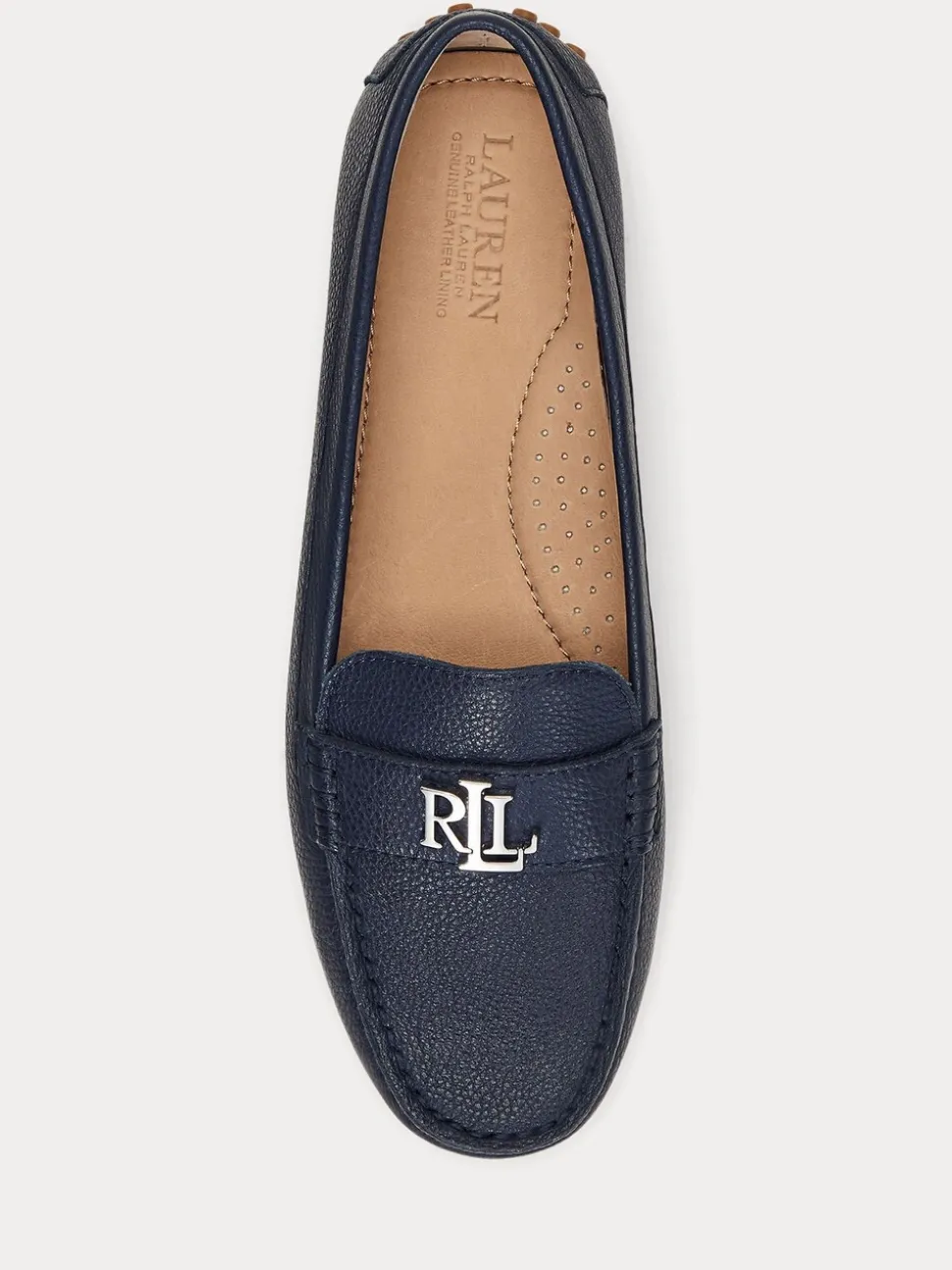 Blauw - Lauren Ralph Lauren instappers van gekorreld leer