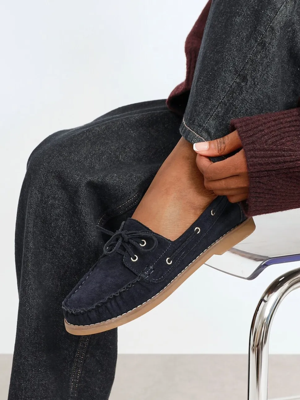 Blauw - Linzi Frame Slip-On Loafers With Ruched Front Detailing