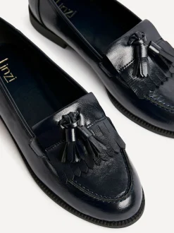 Blauw - Linzi Rosemary klassieke instaploafers met kwastjes