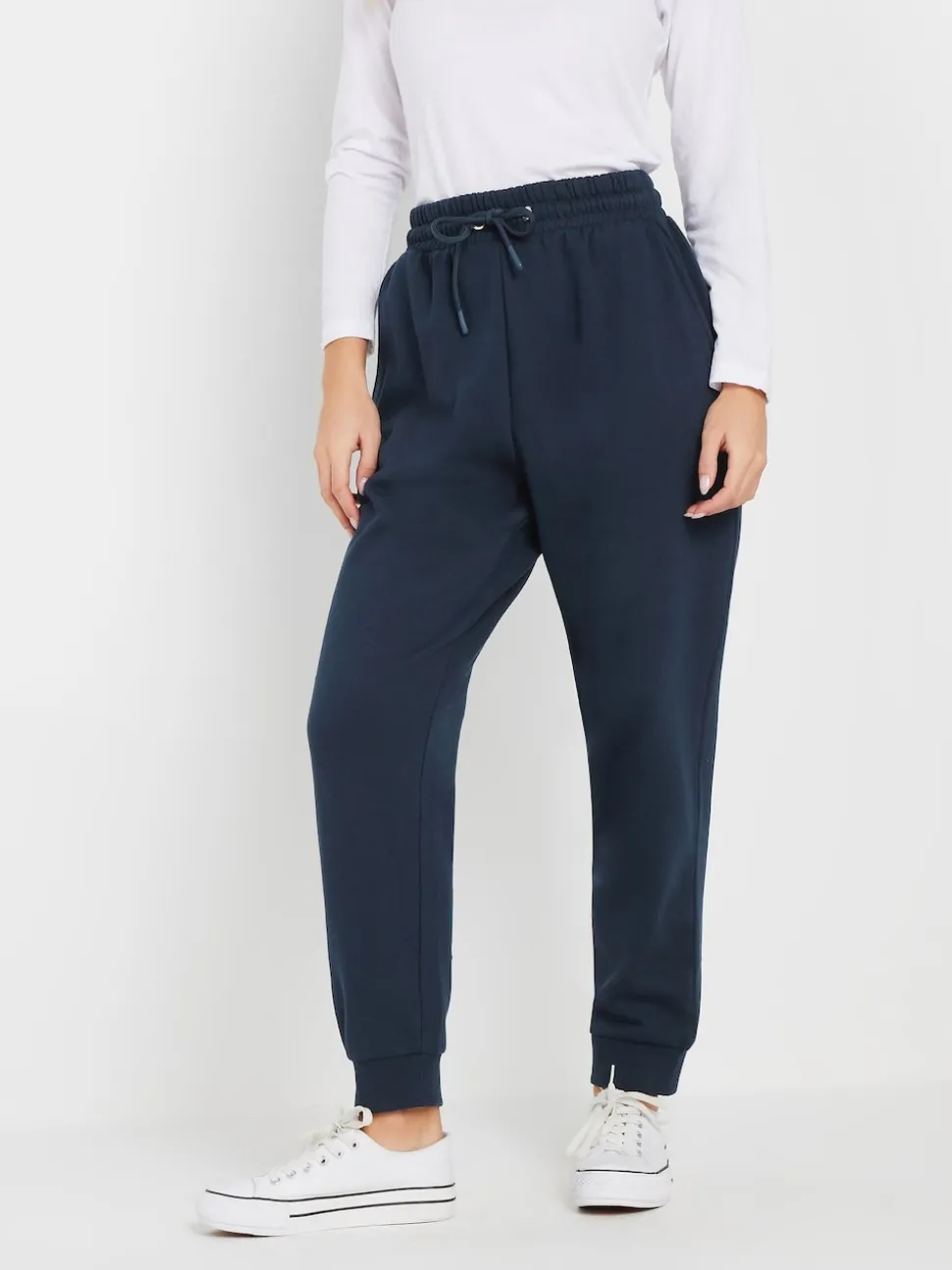 Blauw - M&Co Petite joggingbroek met boorden