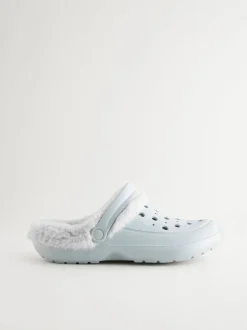 Blauw - Met imitatiebont gevoerde damespantoffels
