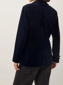 Blauw - Monsoon Mila Single Breasted Velvet Blazer