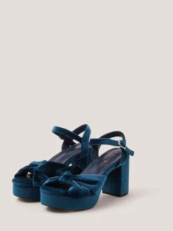 Blauw - Monsoon Nola Velvet Platform Heels