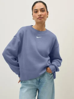 Blauw - Nike - Oversized fleece sweatshirt met ronde hals