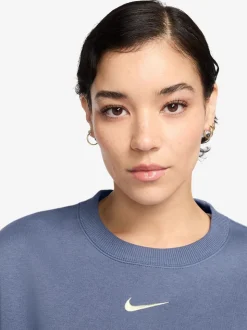 Blauw - Nike - Oversized fleece sweatshirt met ronde hals