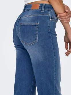 Blauw - ONLY Blush Mid Rise Straight Leg Jeans With Super Stretch