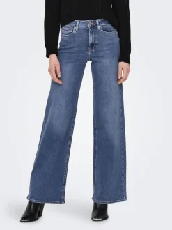 Blauw - ONLY Wide Leg High Waisted Jeans With Super Stretch
