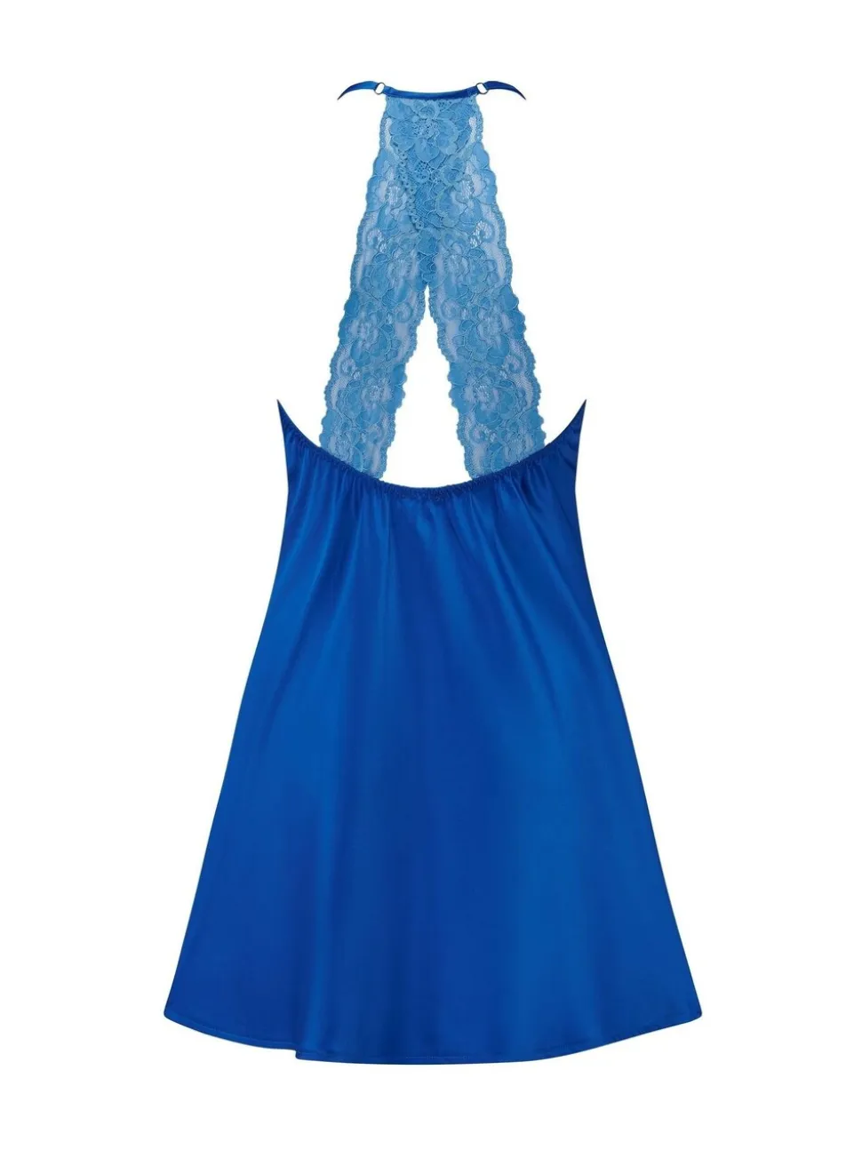 Blauw - Pour Moi Dusk satijnen nachthemd met kant