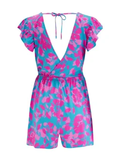 Blauw - Pour Moi Frill Stretch Jersey Beach Playsuit