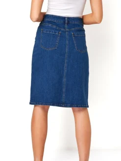Blauw - Roman A-Line Knee Length Denim Skirt