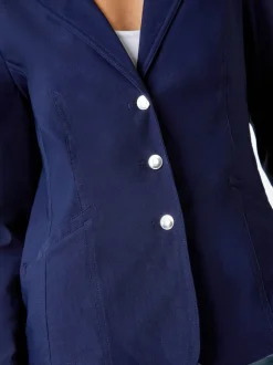 Blauw - Roman blazer met stretch en knopendetail