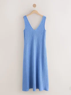 Blauw - Textured Jersey Slip Dress