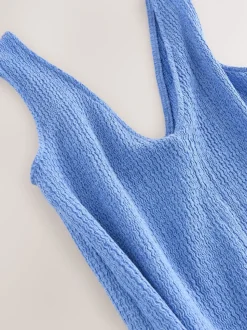 Blauw - Textured Jersey Slip Dress