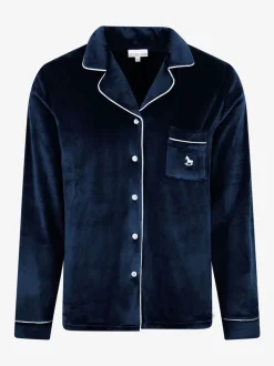 Blauw - The Little Tailor luxe kerstpyjama van zacht aanvoelend velours