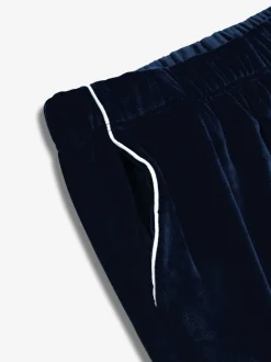 Blauw - The Little Tailor luxe kerstpyjama van zacht aanvoelend velours