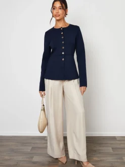 Blauw - Threadbare Cinched Knitted Button Up Cardigan