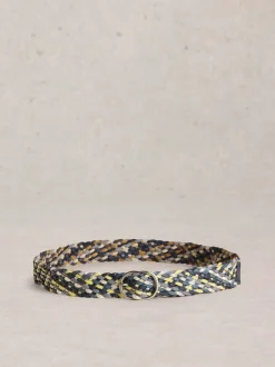 Blauw - White Stuff Leather Weave Belt
