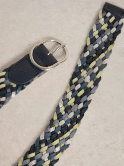 Blauw - White Stuff Leather Weave Belt