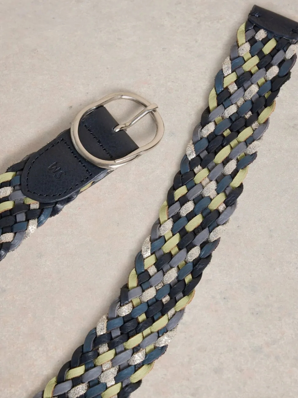 Blauw - White Stuff Leather Weave Belt