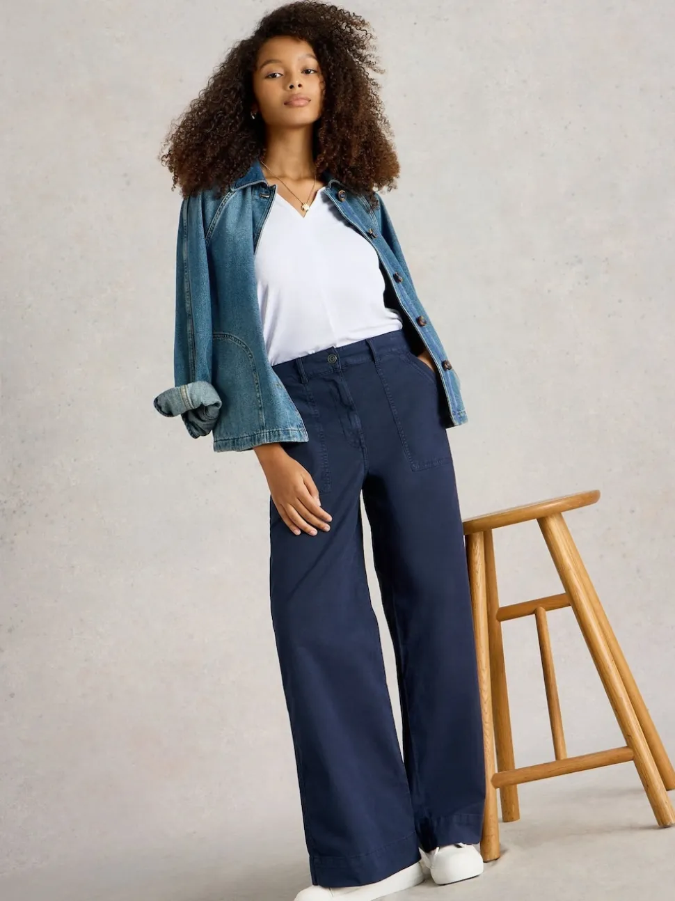 Blauw - White Stuff Twister Chino Wide Leg Trousers