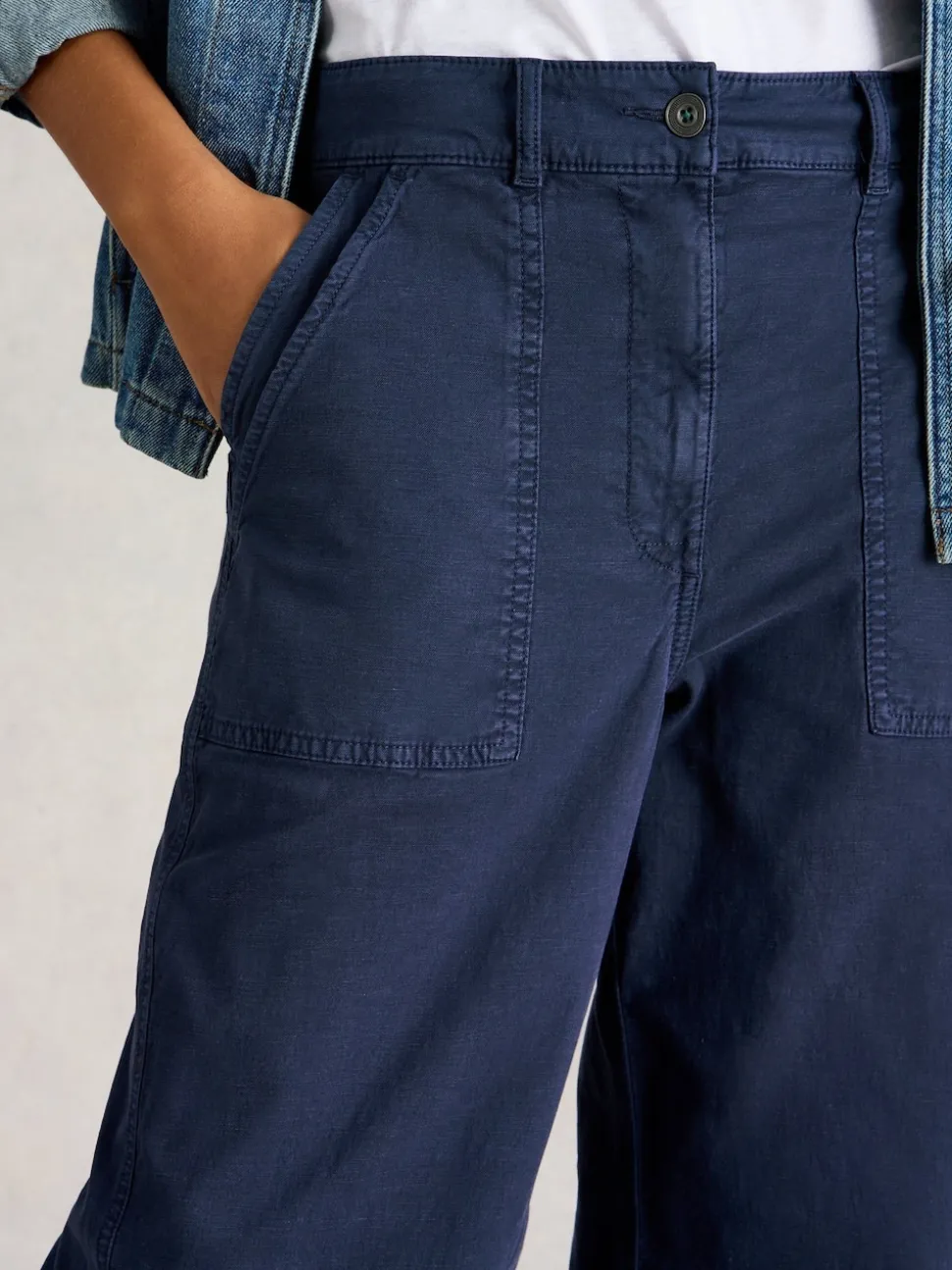 Blauw - White Stuff Twister Chino Wide Leg Trousers