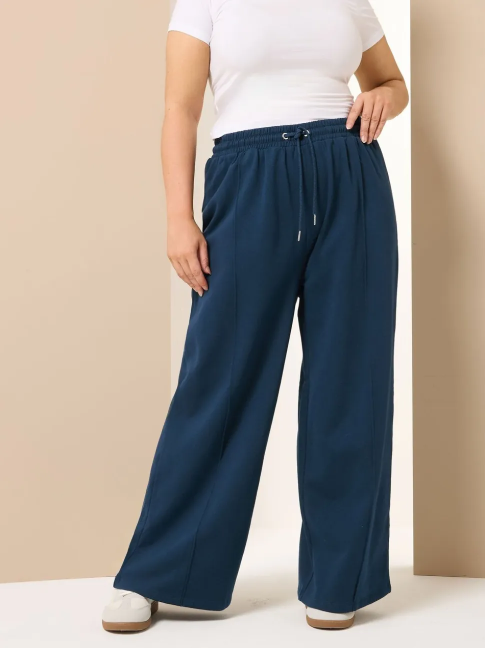 Blauw - Yours Curve joggingbroek met wijde pijpen