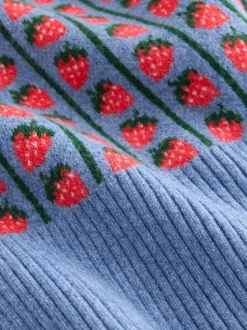 Blauw aardbei - Supersoft Tie Front Knitted Cardigan