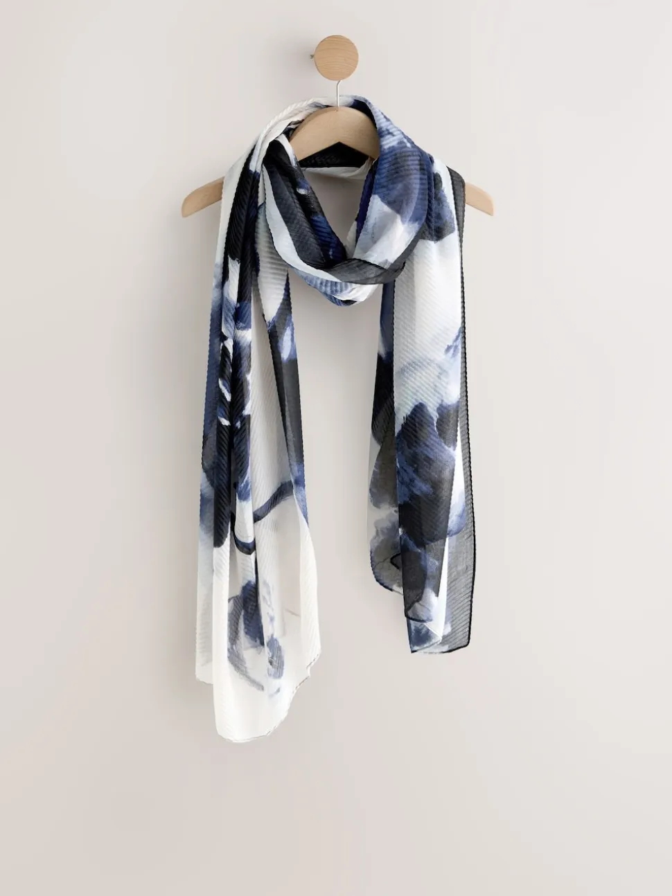 Blauw bloemenprint - Dunne plissé sjaal