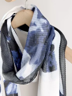 Blauw bloemenprint - Dunne plissé sjaal