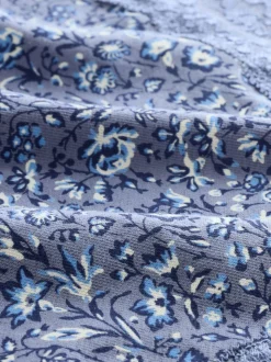 Blauw fijne bloemenprint - Katoenen kanten slipjes 4 stuks