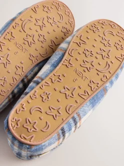 Blauw geruit - Moccasin Brushed Slippers
