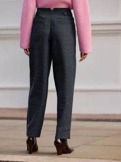 Blauw geruit - N. Premium broek met tonvormige pijpen en wol