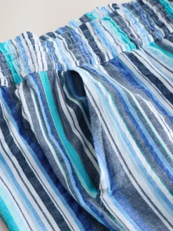 Blauw gestreept - Broek met wijde pijpen en elastische taille