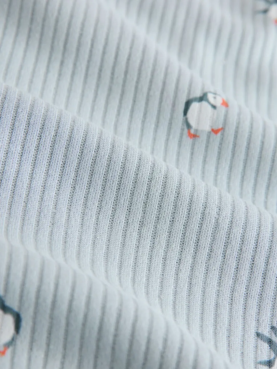 Blauw met papegaaiduiker - Geribbelde pyjama met lange mouwen