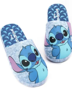 Blauw met Stitch - Vanilla Underground winterse pantoffelmuiltjes voor dames