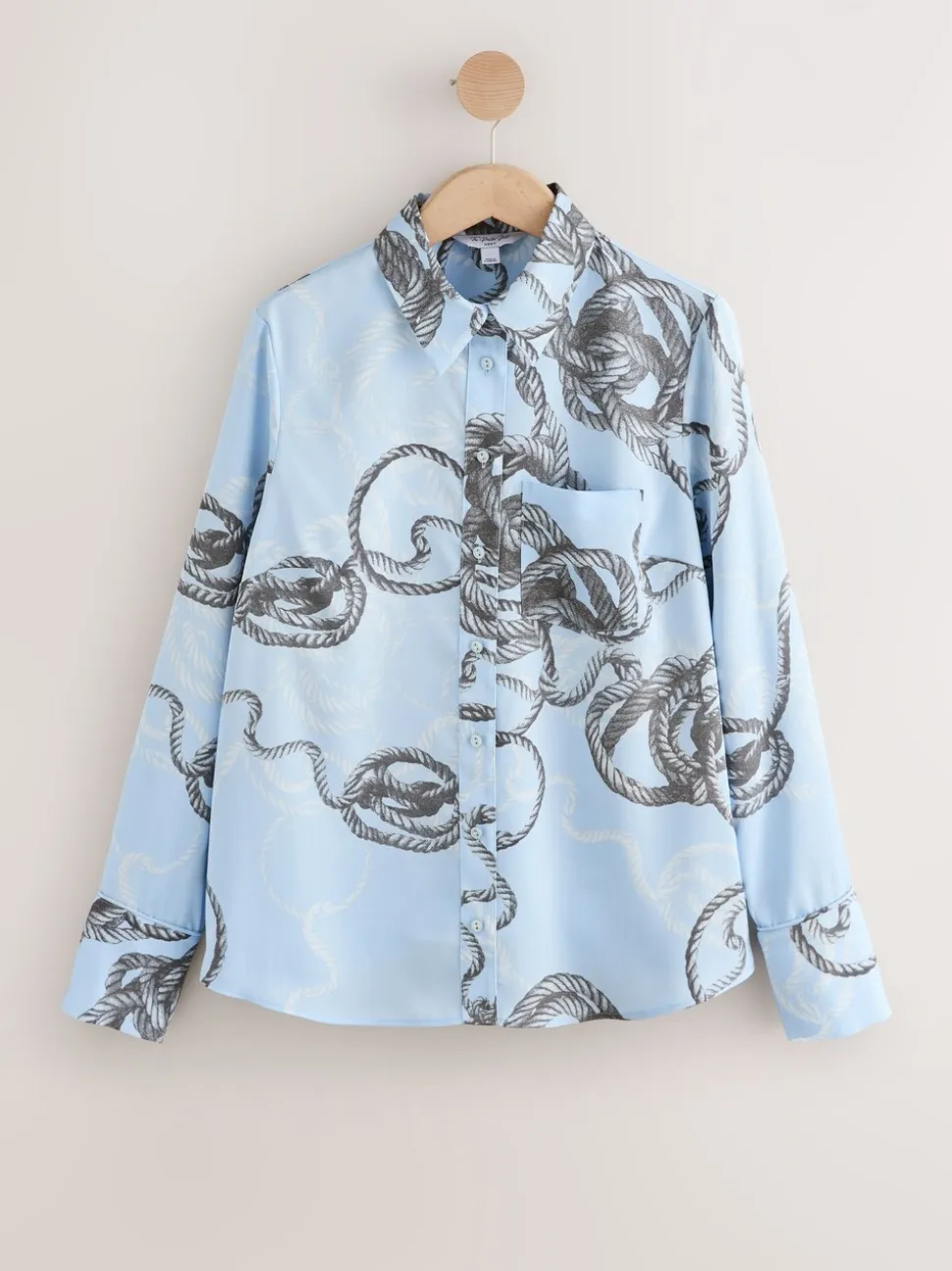 Blauw met touwprint - Overhemd met lange mouwen