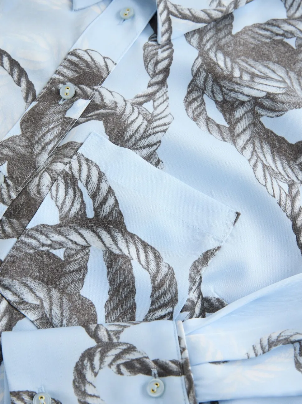 Blauw met touwprint - Overhemd met lange mouwen