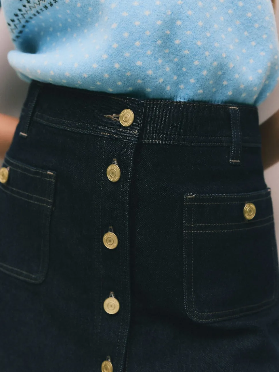 Blauw met wassing - Denim Patch Pocket Mini Skirt