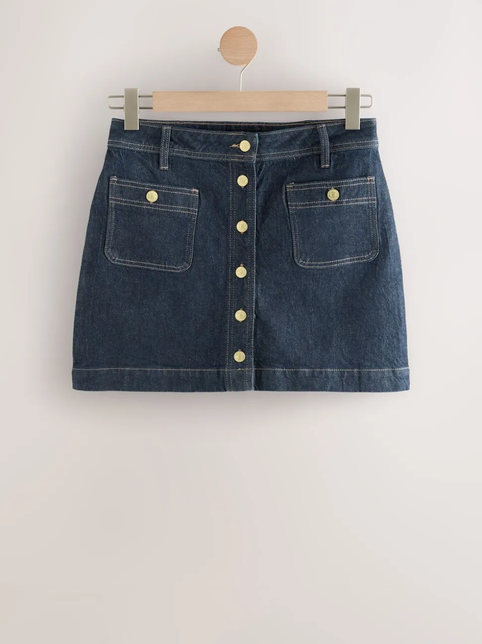 Blauw met wassing - Denim Patch Pocket Mini Skirt