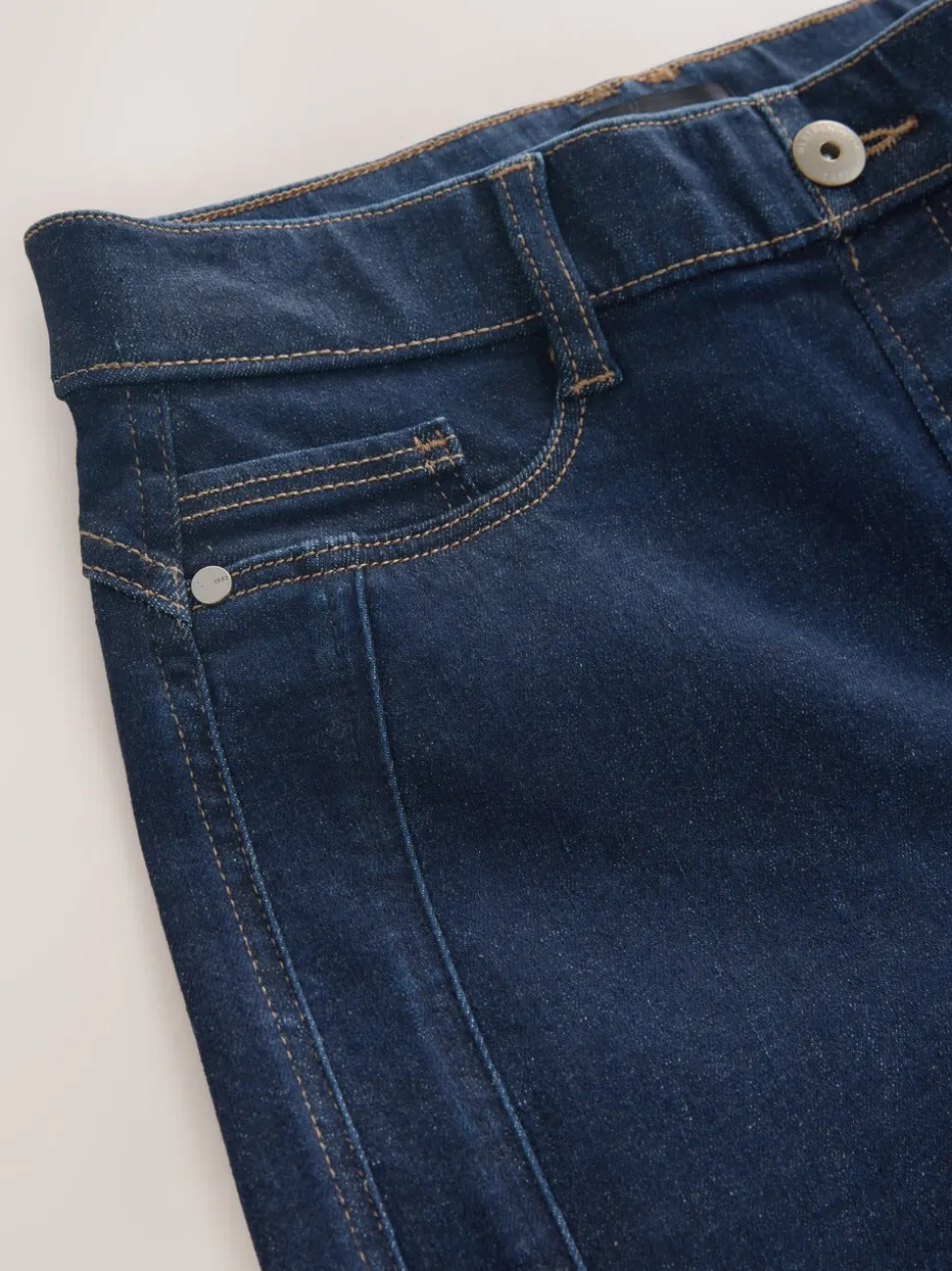 Blauw met wassing - High Rise FlexiFit Stretch Pull On Wide Leg Jeans
