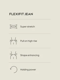 Blauw met wassing - High Rise FlexiFit Stretch Pull On Wide Leg Jeans