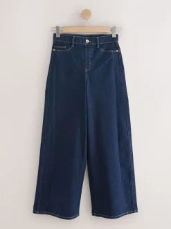 Blauw met wassing - High Rise FlexiFit Stretch Pull On Wide Leg Jeans