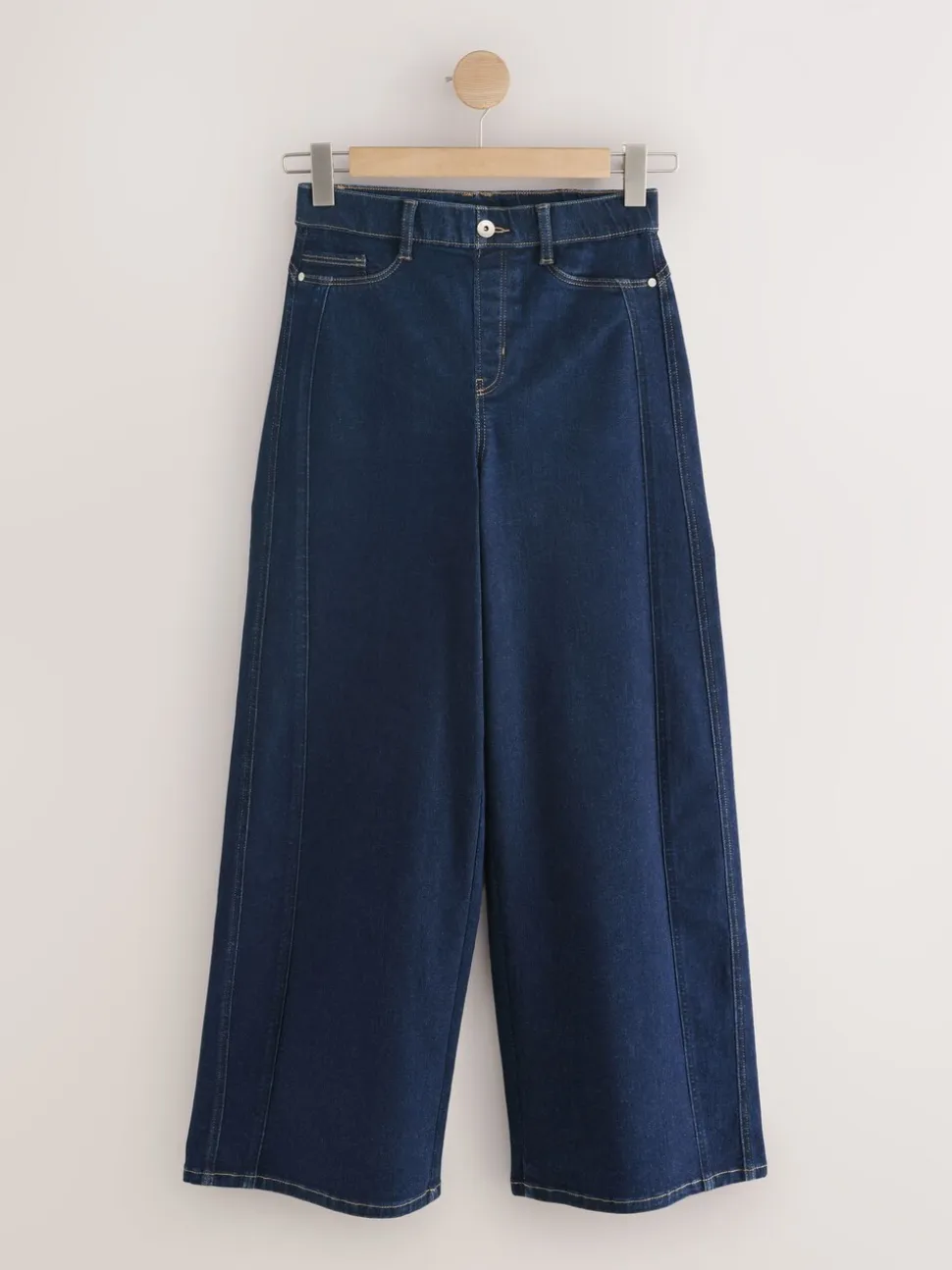 Blauw met wassing - High Rise FlexiFit Stretch Pull On Wide Leg Jeans