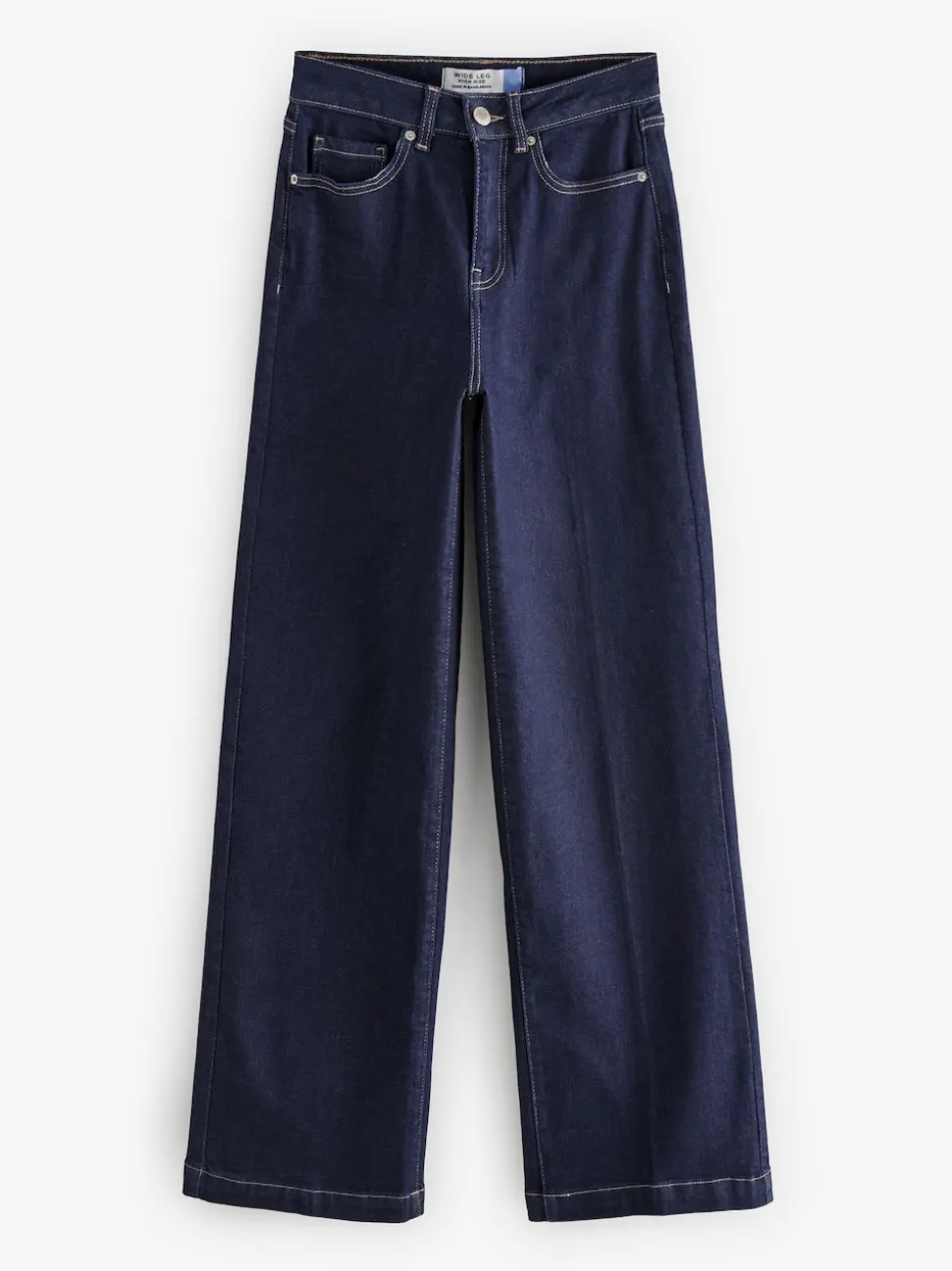 Blauw met wassing - Jeans met zandloperpasvorm en wijde pijpen
