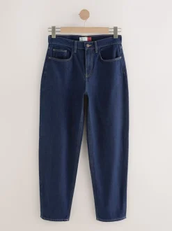 Blauw met wassing - Jeans met ruime rechte pijpen